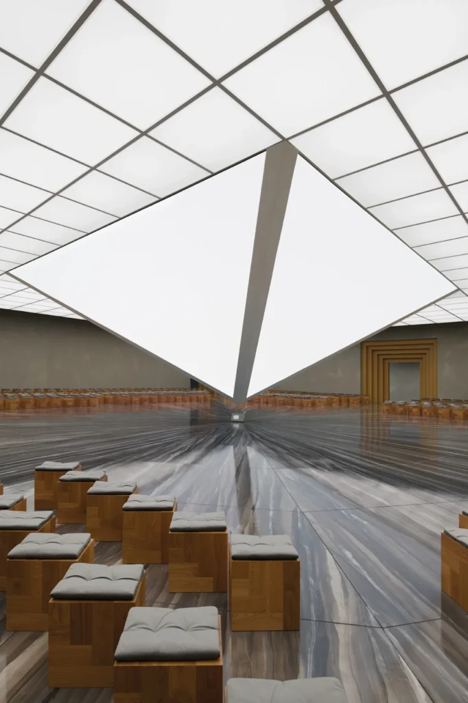 The Dior S S 2026 womenswear show space, featuring the inverted pyramid